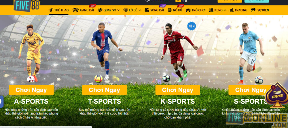 A-Sports tại Five88 nổi tiếng là sảnh thể thao hấp dẫn nhất thị trường hiện nay